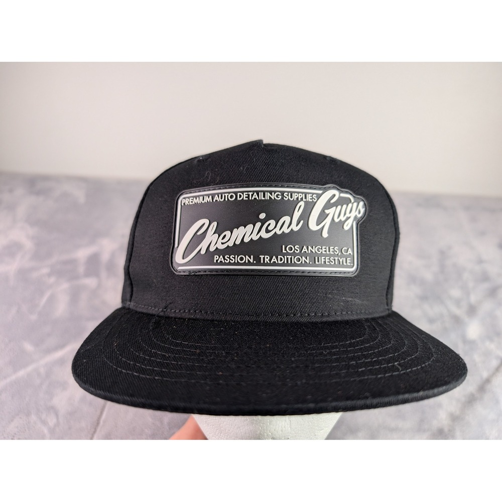Chemical Guys Snapback Hat Black Cotton Auto Detailing Supplies Logo Cap Mens